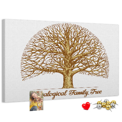 Tableau de liège Un arbre généalogique avec des branches ramifiées