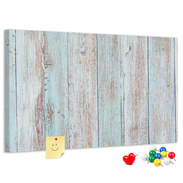 Tableau affichage liège Vieilles planches dans des tons de bleu.