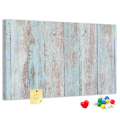 Tableau affichage liège Vieilles planches dans des tons de bleu.