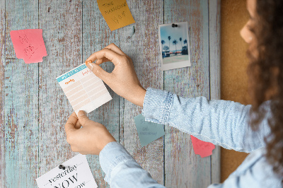 Tableau affichage liège Vieilles planches dans des tons de bleu.
