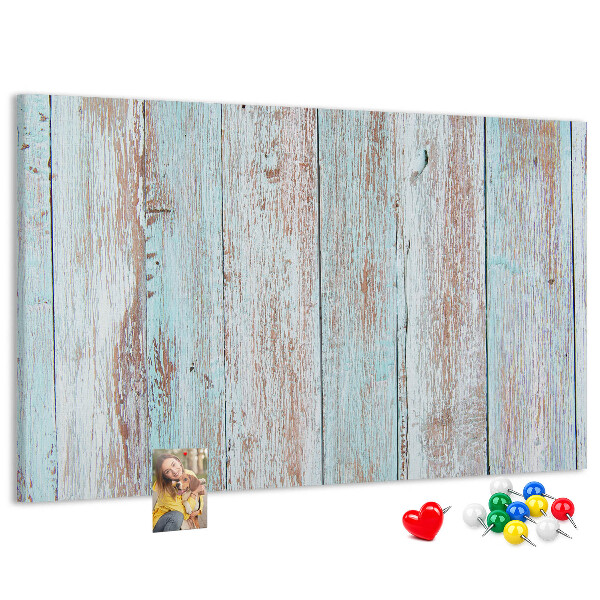 Tableau affichage liège Vieilles planches dans des tons de bleu.