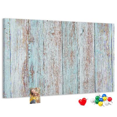 Tableau affichage liège Vieilles planches dans des tons de bleu.