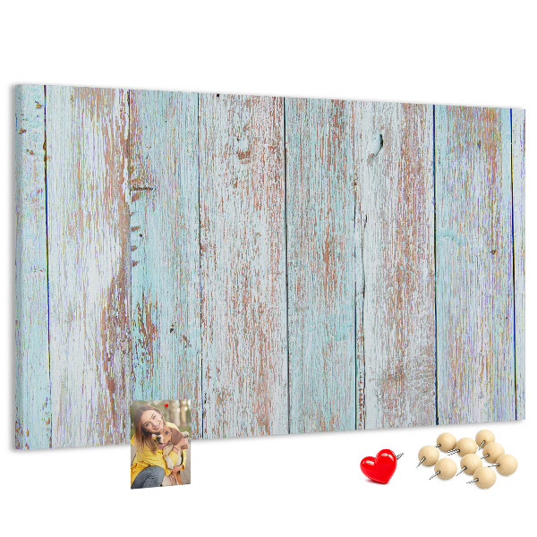 Tableau affichage liège Vieilles planches dans des tons de bleu.