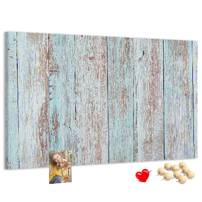 Tableau affichage liège Vieilles planches dans des tons de bleu.