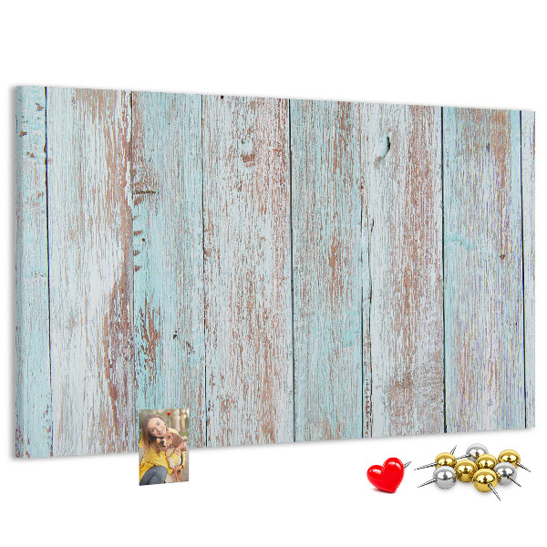 Tableau affichage liège Vieilles planches dans des tons de bleu.