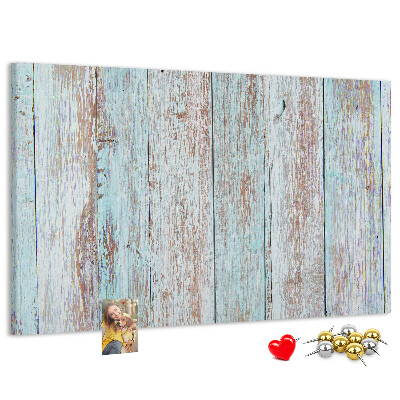 Tableau affichage liège Vieilles planches dans des tons de bleu.