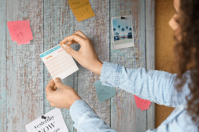 Tableau affichage liège Vieilles planches dans des tons de bleu.