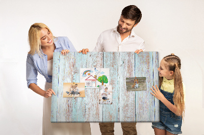 Tableau affichage liège Vieilles planches dans des tons de bleu.