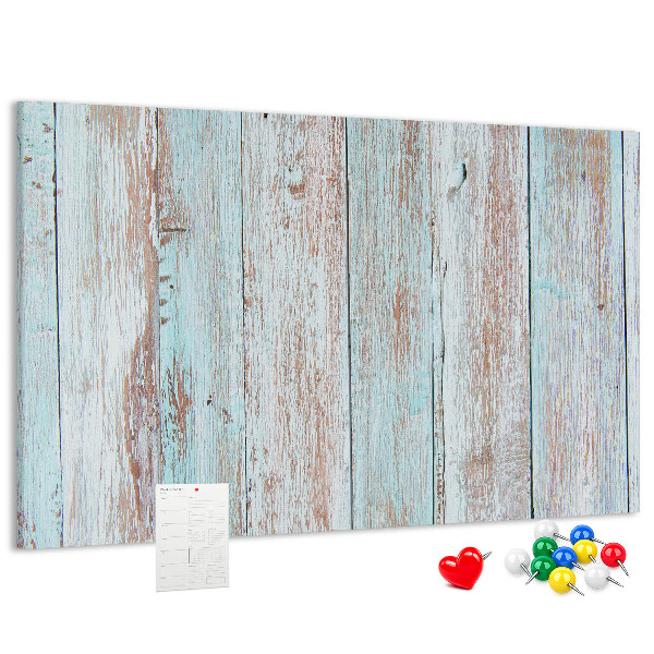 Tableau affichage liège Vieilles planches dans des tons de bleu.