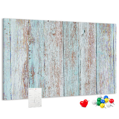 Tableau affichage liège Vieilles planches dans des tons de bleu.
