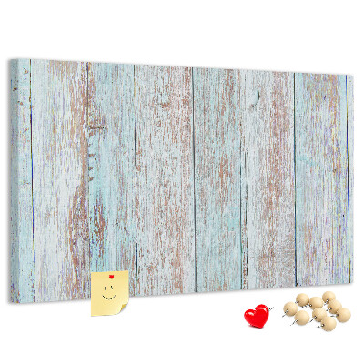 Tableau affichage liège Vieilles planches dans des tons de bleu.