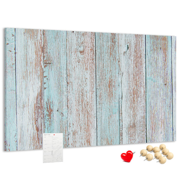 Tableau affichage liège Vieilles planches dans des tons de bleu.