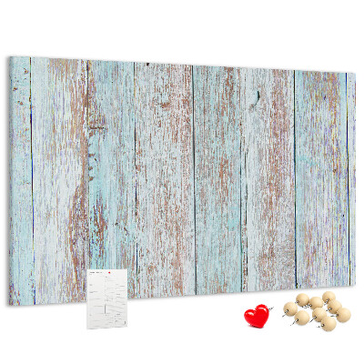 Tableau affichage liège Vieilles planches dans des tons de bleu.