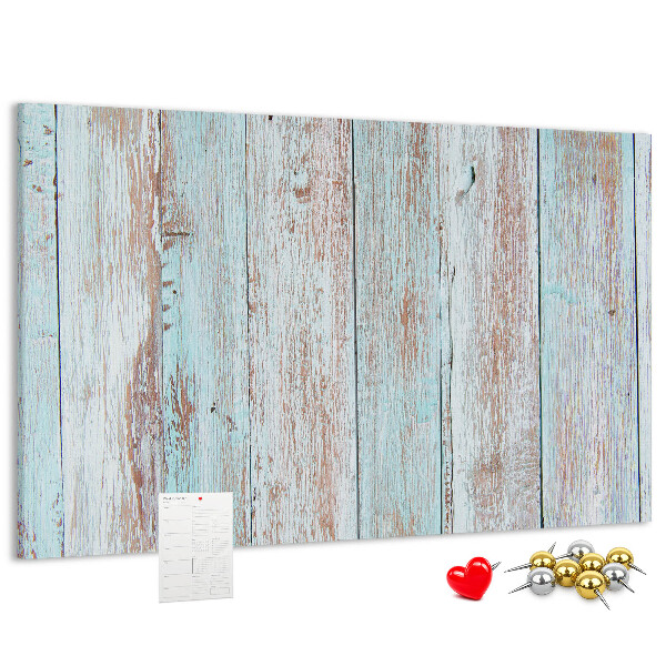Tableau affichage liège Vieilles planches dans des tons de bleu.