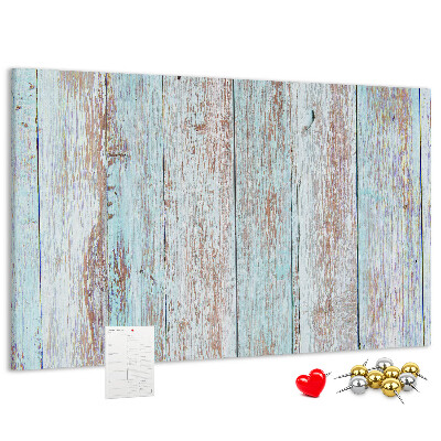 Tableau affichage liège Vieilles planches dans des tons de bleu.