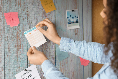 Tableau affichage liège Vieilles planches dans des tons de bleu.