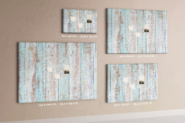 Tableau affichage liège Vieilles planches dans des tons de bleu.