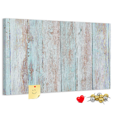 Tableau affichage liège Vieilles planches dans des tons de bleu.
