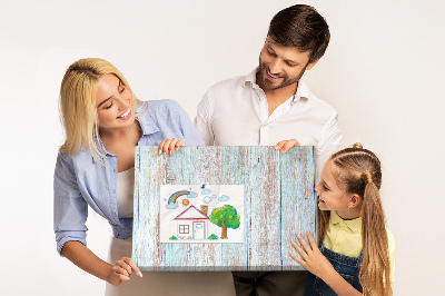 Tableau affichage liège Vieilles planches dans des tons de bleu.