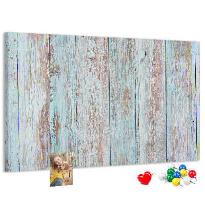 Tableau affichage liège Vieilles planches dans des tons de bleu.