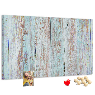 Tableau affichage liège Vieilles planches dans des tons de bleu.