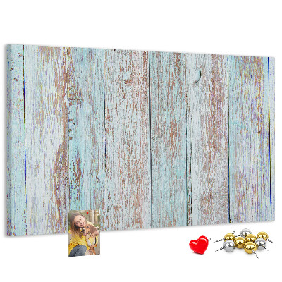 Tableau affichage liège Vieilles planches dans des tons de bleu.