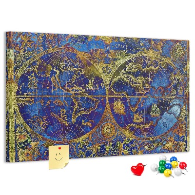 Tableau en liège Une ancienne carte du monde aux couleurs chatoyantes