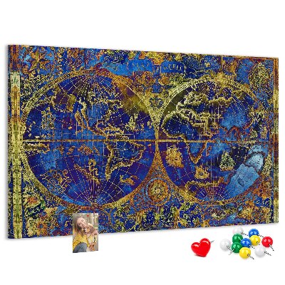 Tableau en liège Une ancienne carte du monde aux couleurs chatoyantes