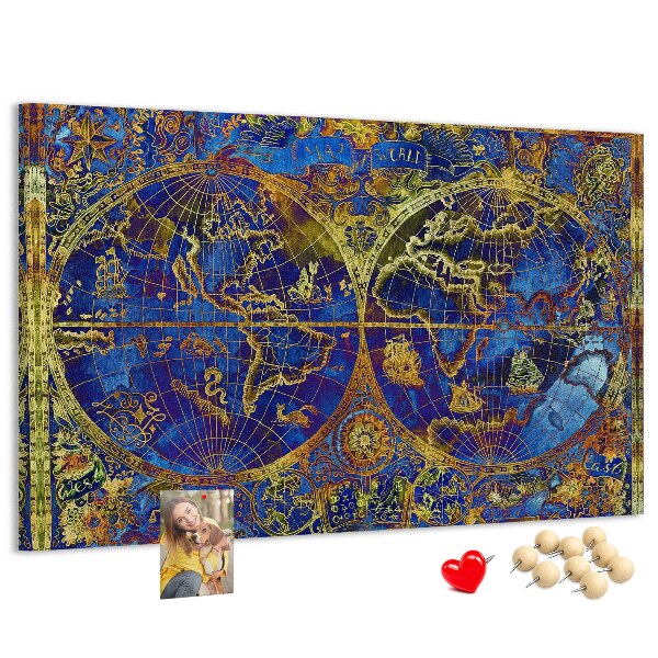 Tableau en liège Une ancienne carte du monde aux couleurs chatoyantes