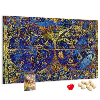 Tableau en liège Une ancienne carte du monde aux couleurs chatoyantes