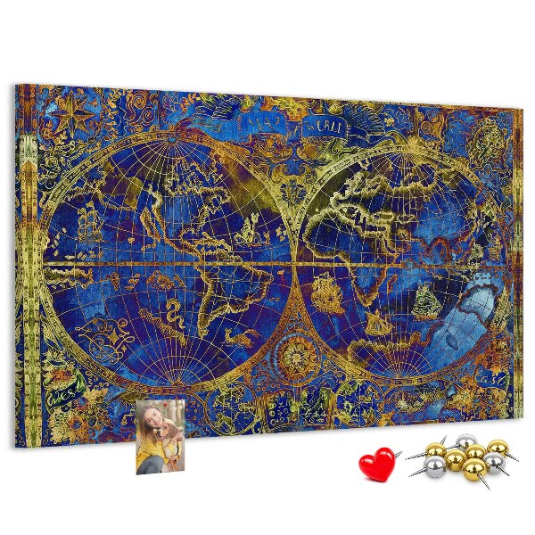 Tableau en liège Une ancienne carte du monde aux couleurs chatoyantes