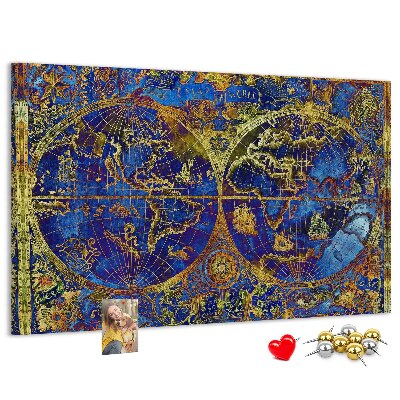 Tableau en liège Une ancienne carte du monde aux couleurs chatoyantes