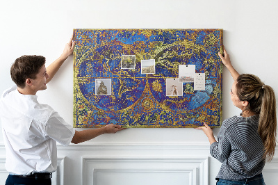 Tableau en liège Une ancienne carte du monde aux couleurs chatoyantes