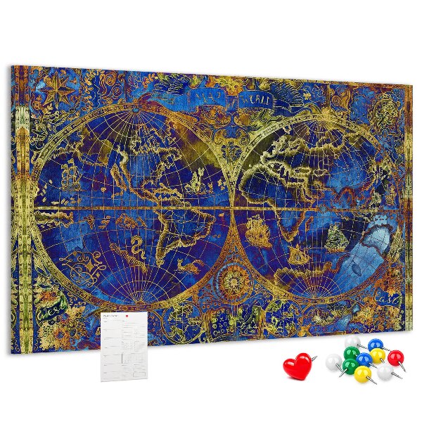 Tableau en liège Une ancienne carte du monde aux couleurs chatoyantes