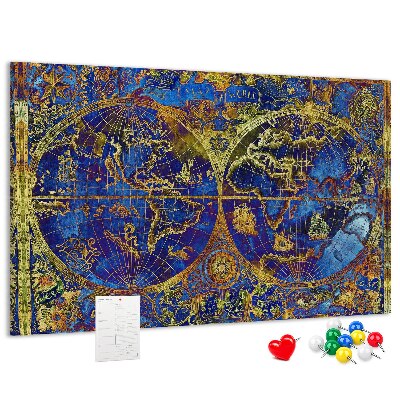 Tableau en liège Une ancienne carte du monde aux couleurs chatoyantes