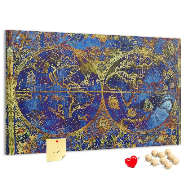 Tableau en liège Une ancienne carte du monde aux couleurs chatoyantes