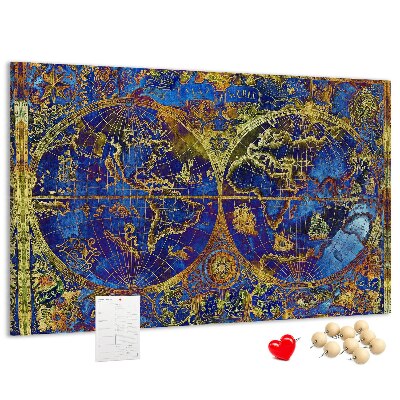 Tableau en liège Une ancienne carte du monde aux couleurs chatoyantes
