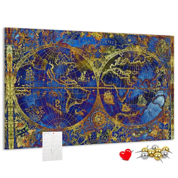 Tableau en liège Une ancienne carte du monde aux couleurs chatoyantes