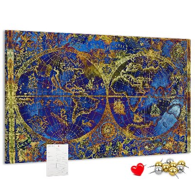 Tableau en liège Une ancienne carte du monde aux couleurs chatoyantes