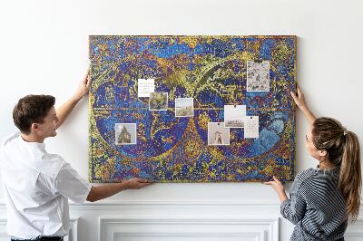 Tableau en liège Une ancienne carte du monde aux couleurs chatoyantes