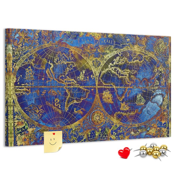 Tableau en liège Une ancienne carte du monde aux couleurs chatoyantes