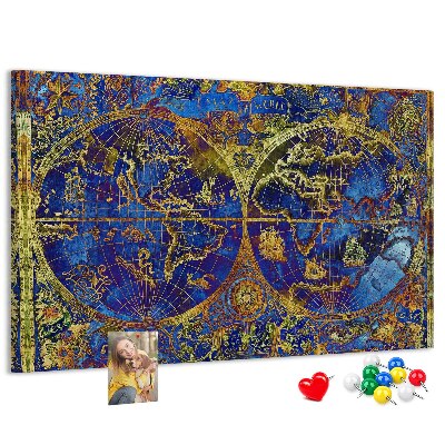 Tableau en liège Une ancienne carte du monde aux couleurs chatoyantes