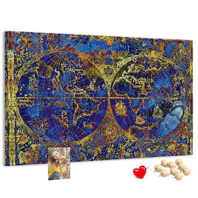 Tableau en liège Une ancienne carte du monde aux couleurs chatoyantes