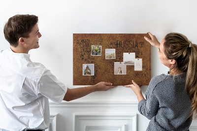 Tableau affichage liège Carte du monde avec les noms des pays.