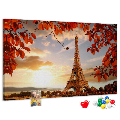 Tableau de liège La tour Eiffel dans un paysage d'automne.