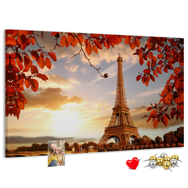 Tableau de liège La tour Eiffel dans un paysage d'automne.