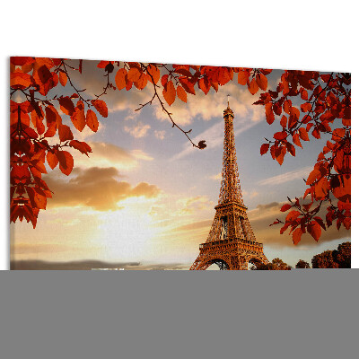 Tableau de liège La tour Eiffel dans un paysage d'automne.