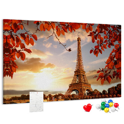 Tableau de liège La tour Eiffel dans un paysage d'automne.
