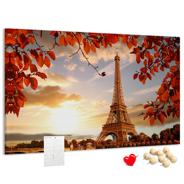 Tableau de liège La tour Eiffel dans un paysage d'automne.