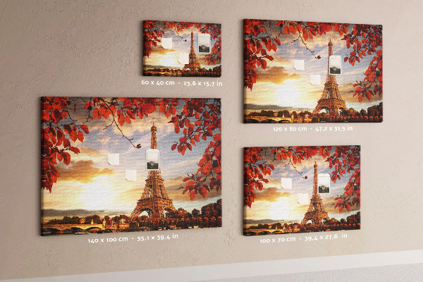 Tableau de liège La tour Eiffel dans un paysage d'automne.